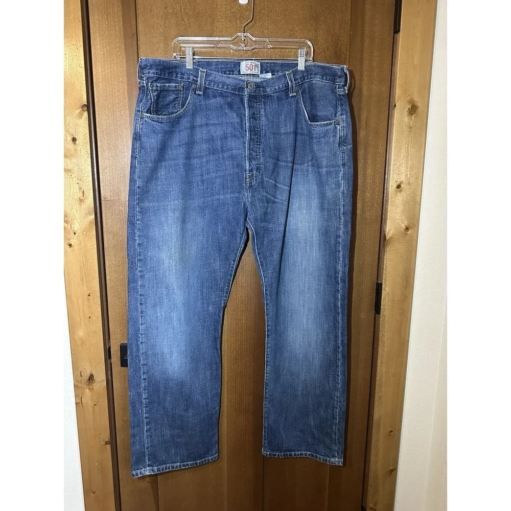 Levis 501 Jeans Mens 42x30 Blue Button Fly‎ Straight Leg Classic Denim